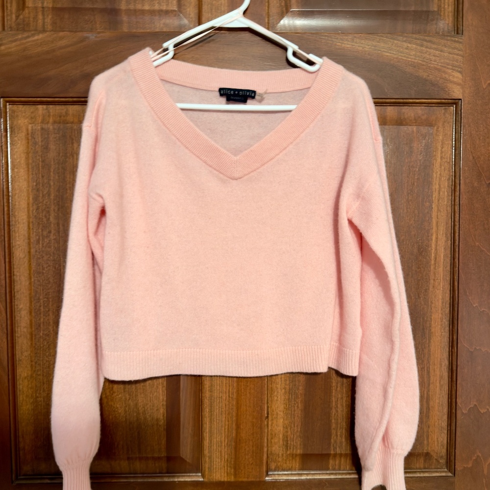 Alice and Olivia Pink Cashmere Cropped Sweater S